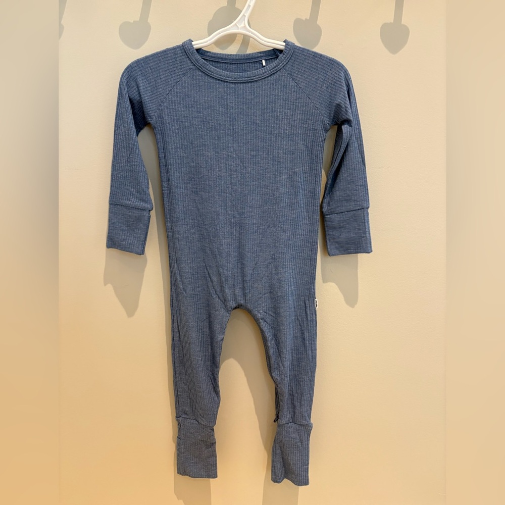 Little Sleepies Crescent Zippy in Ribbed Blue 6-12 Months